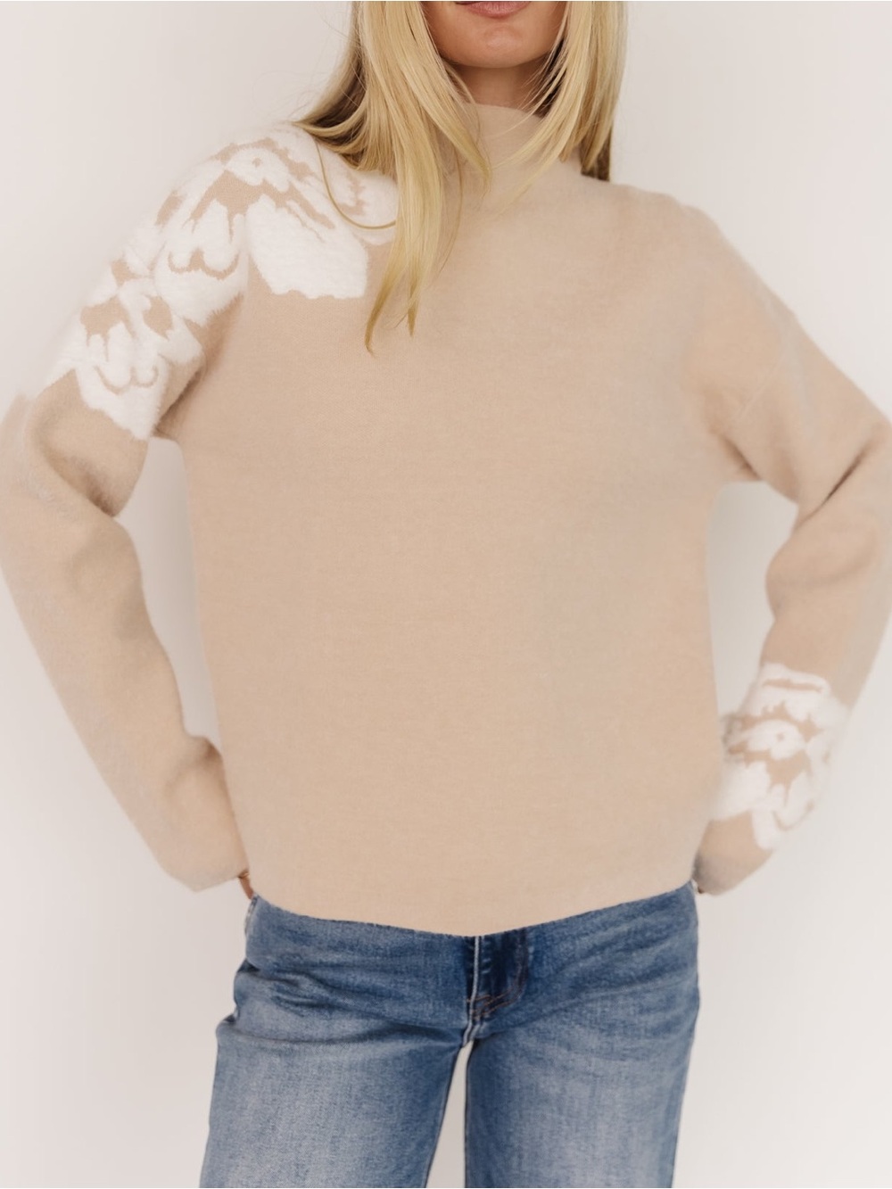 Baltic Born Oda Floral Sweater Natural Off White Size Small
